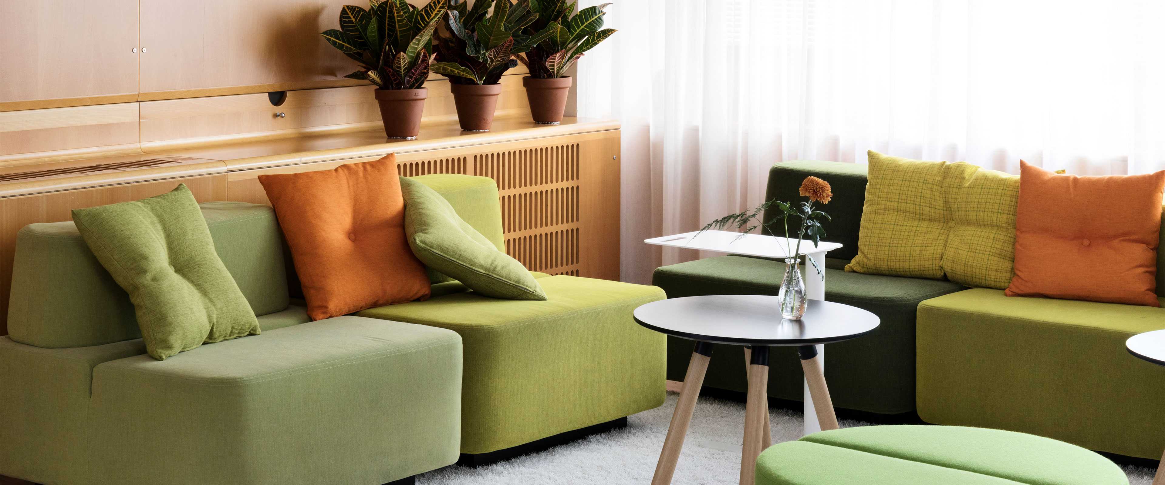 Martela's Movie sofas and Plus+ tables at Post's office in Helsinki